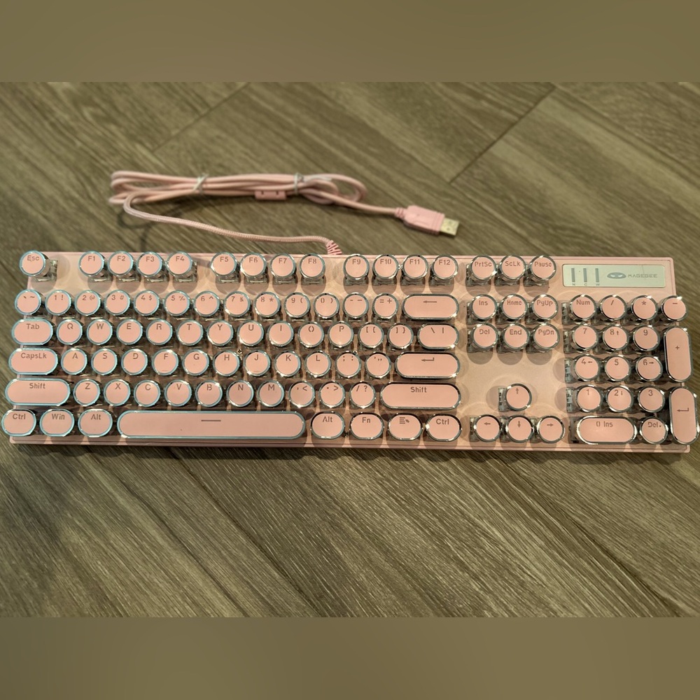 Pink Typewriter style gaming keyboard